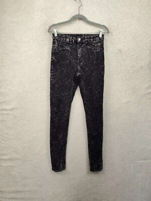 Divided by H M Women Jeans 4 Black Wash Out Cotton Blend Mid Rise Straight Denim - Изображение 1 из 4