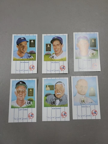 Lot (6)  New York Yankees Prototype Postcards Rizzuto DiMaggio Dickey Pope Paul Cover