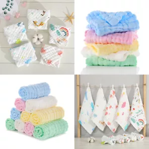 US 10-20 Baby Muslin Washcloths 12''x12'' Cotton Reusable Wipes Bath Bibs Towels - Picture 1 of 29