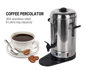 6L Commercial Eletric Coffee Percolator Coffeemaker Hot Water Boiler 1150W CE - Picture 1 of 7
