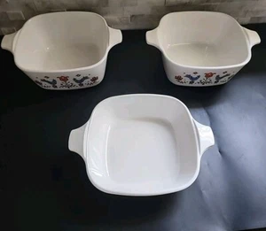 Corning Ware DOS P-43B 2-3/4 C & ONE P-41B 1 3/4 C Country Festival Blue Bird - Imagen 1 de 14