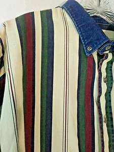 Vintage Rough Stock Herren Gr. 17,5-35 mehrfarbig gestreift Baumwolle Langarm Hemd  - Bild 1 von 9