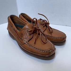 Dexter Vintage Leather Boat Shoes Women 7 Narrow Brown Round Toe Lace Up NEW - Picture 1 of 13