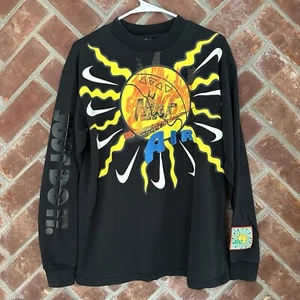 Nike Air Shirt Mens Medium Black Crew Neck Long Sleeve Just Do It Blazing Sun - Picture 1 of 10