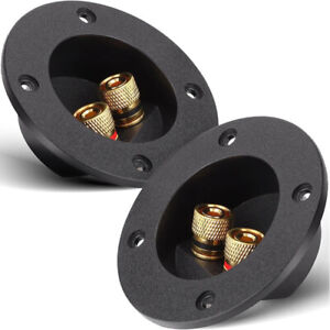 2Pcs Round Subwoofer Speaker Box Terminal Cup Spring Connector Sub Plug Box NEW