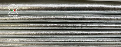 PLATA METÁLICA DOBLE CARA SOBRE NEGRO Cuero CORDERO Suave 2 Pieles 10sqf 0.4mm B6585 Foto 1 de 4