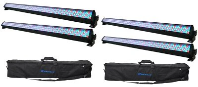 (4) Rockville ROCKSTRIP 252 LED DMX RGB Color Strip DJ Wash Up Light Bars+Bags - Image 1 of 4