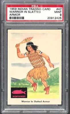 1959 Indian Trading Card #47 Warrior in Slatted Armor PSA 9 Mint 20912425 - Image 1 of 2