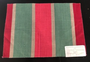 MANUEL CANOVAS Habana in Cerise 12 x 17" Striped Linen Fabric Sample - Picture 1 of 3