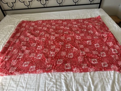 100% cotton red Floral patchwork bandanna, cottagecore FABRIC VINTAGE 37" X 200” - Image 1 of 2