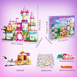 Girls Castle Princess Building Toys - Girl Fantasy House 5-in-1 Castle - Picture 1 of 12