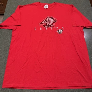 Vintage 90s Logo Athletic Buffalo Sabres Stitched Goat Head T-Shirt XXL RARE RED - Bild 1 von 3