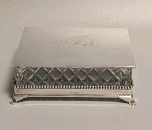 Antike Falken Sterlingsilber ABP geschliffenes Glas Kristall Fuß Box - Bild 1 von 9