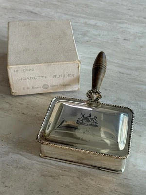 Cigarette Buttler F.B Rogers silver co. 1883 Cigarette Butler  Wood Handle euc - Image 1 of 4