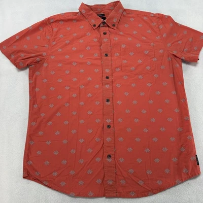 Camisa prAna Para Hombres Mediana Naranja Calce Ajustado Manga Corta Abotonada Algodón Preppy Foto 1 de 4