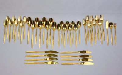 43 Pcs MCM Oneida FLORENTINE Gold Electroplate Flatware Set Svc for 8 + Extras - Image 1 of 4