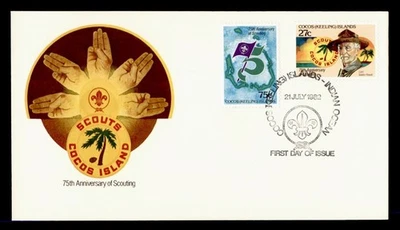 DR WHO 1982 COCOS KEELING ISLANDS FDC BOY SCOUTS ANIV CACHET COMBO M61454 Foto 1 de 2