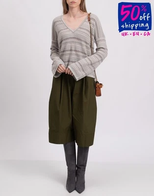 RRP€673 CRUCIANI Jumper IT42 US6 UK10 M Cashmere Silk Blend V-Neck Made in Italy - Image 1 of 4