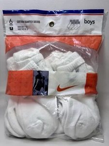 Vintage Nike Socks Quarter Cut Swoosh Size 7 - 8.5 Boys 8c-6y 6 Pair USA NEW NOS - Picture 1 of 7