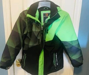 Boys FREE COUNTRY Extreme Performance Green/Black Hooded Parka Coat - Size 7/8 - Picture 1 of 3