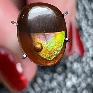 Fire Agate High Grade Gemstone 3.0CT Cabochon 10×7×2mm Natural Untreated#0048 - Picture 1 of 24