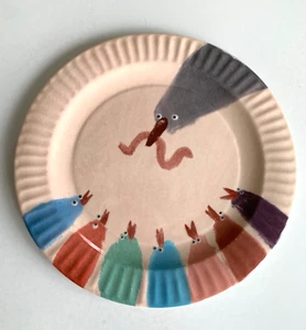 Plato Anthropologie HOLLY FREAN GALLUS Pollo Nº 5 Pollitos Borde Volantes 8.5" - Imagen 1 de 3