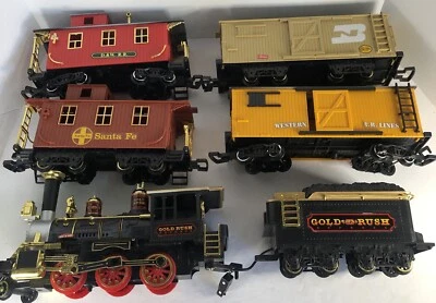 Vtg New Bright Toy Train Lot (6 Train Cars) Tracks Included. Not Tested. As Is. - Image 1 of 4