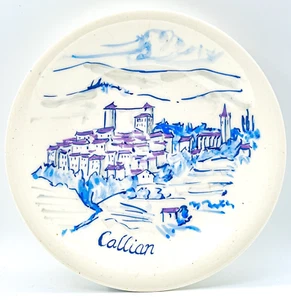 Antique English Porcelain Blue Lily White Plate Town Scene Mark 20th Century - Picture 1 of 12
