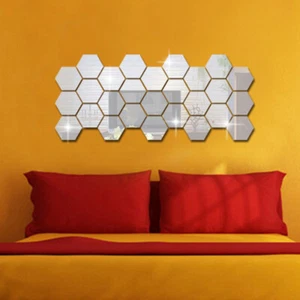 3D Honeycomb Hexagon Acrylic Mirror Wall Stickers Home DIY Art Removable Decor - Picture 1 of 7