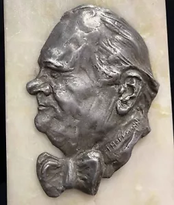 Signed by Hoffmann GREAT BRITAIN World War II Winston Churchill pewter & marble - Picture 1 of 19