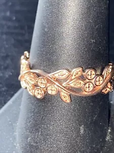 Blue diamond IR accents three leaf ring rose gold plated over sterling silver - Picture 1 of 7