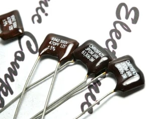 1pcs - CDE 470P (470pF 0.47nF) 500V 5% CMR06F471JPDM Silvered Mica Capacitor - Picture 1 of 2