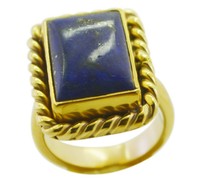 fascinating Lapis Lazuli Gold Plated Blue Ring Natural india  US gift