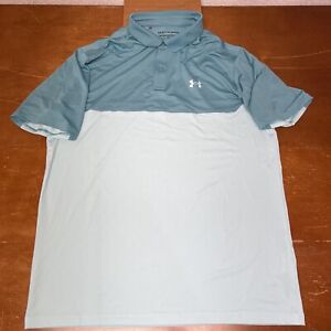 Under Armour Shirt Mens XL Tall Blue Teal Short Sleeve Polo Golf Heat Gear