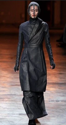 Gabardina larga de cuero negra Rick Owens IT 42/US 6 de colección nueva con etiquetas Foto 1 de 4