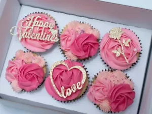 Valentines Day Cupcake Toppers, Glitter Cake Topper, Valentines Day Gift, Heart
