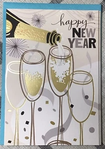 3 Hallmark Happy New Year Cards Anyone Family Friends Card Champagne - Picture 1 of 4