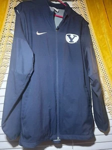 BYU Brigham Young Cougars Nike Dri-Fit Zip Up Athletic Jacket Blue Mens Large - Picture 1 of 8