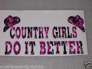 DARK PINK CAMO Country Girls Do it Better Decal Decals Sticker Window Trailer - Bild 1 von 1