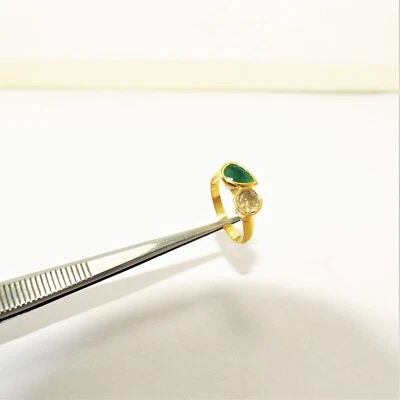 Smaragd Ring 925 Sterlingsilber Polki Diamantring Weihnachtsgeschenk für Sie - Bild 1 von 4