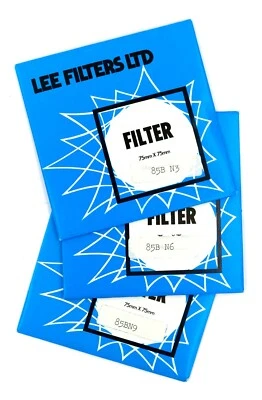 Set of (3) Lee Gelatin (Wratten) 75xxX75mm Filters - 85B N3 / 85B N6 / 85B N9 - Image 1 of 2