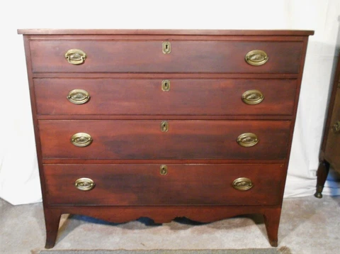 ANTIQUE 19th CENTURY HEPPLEWHITE CHERRY 4 DRAWER CHEST Cover