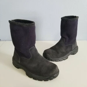 Lands' End dunkelblau schwarz Wildleder Leder Fleece Winter Reißverschluss Stiefel Damengröße 6B - Bild 1 von 10
