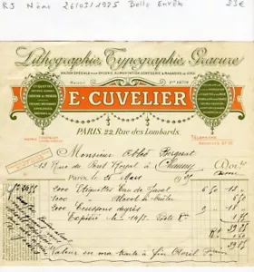 Paris IV ème 22 Rue des Lombards - Belle Entête d'une Imprimerie Art Déco 1925 - Picture 1 of 1