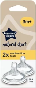 Tommee Tippee Natural Start 3 months+ Medium Flow Bottle Teats - Pack of 2 - Picture 1 of 8