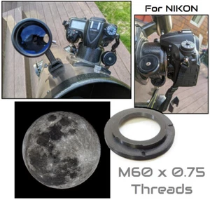 Adattatore telescopio obiettivo fotocamera per Nikon attacco F corpo Prime Focus su Orion XT8 - Foto 1 di 4