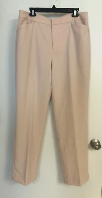 Calça social Coldwater Creek tamanho 14 blush rosa zíper frontal evento carreira chique nova com etiquetas - Imagem 1 de 3