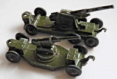 2 Tootsie Toys  Army Anti Aircraft Trailer Diecast Metal 3.5" & 4" - Image 1 of 4
