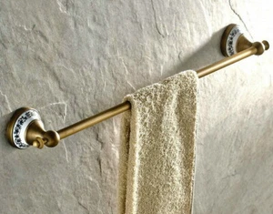 Antiguo accesorio de baño con base de flores de cerámica de latón toallero individual mba402 - Imagen 1 de 5