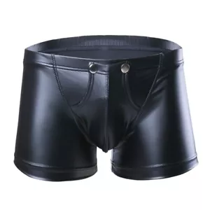 Boxer uomo pelle slip wetlook perizoma pantaloncino aperto butt intimo pantaloni clubwear - Foto 1 di 43